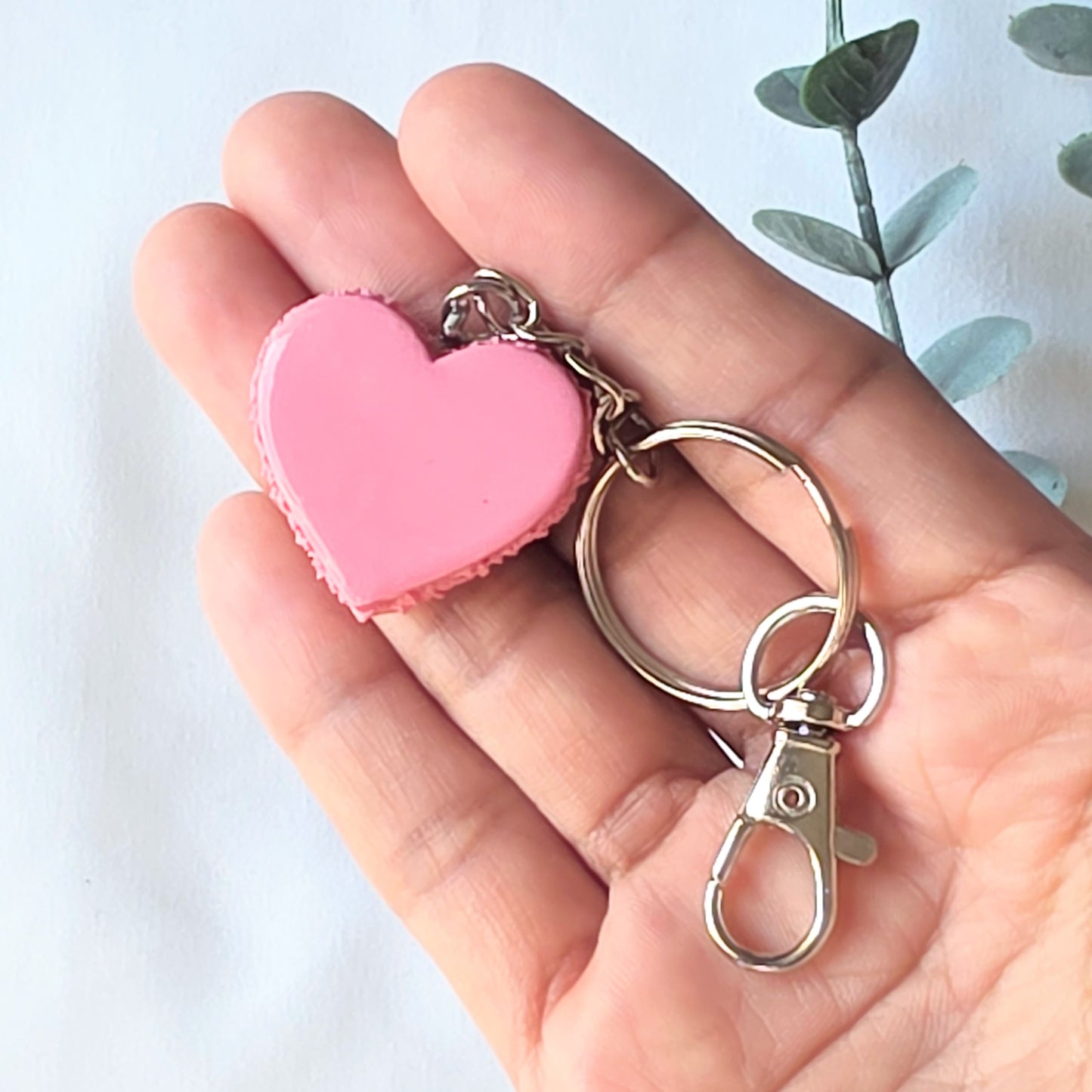 Handmade Pink Heart Keychain – Polymer Clay Bag Charm
