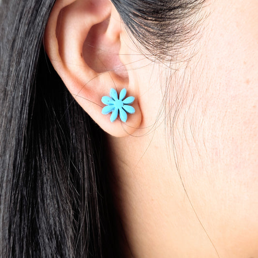 Turquoise Granite Flower Stud Earrings