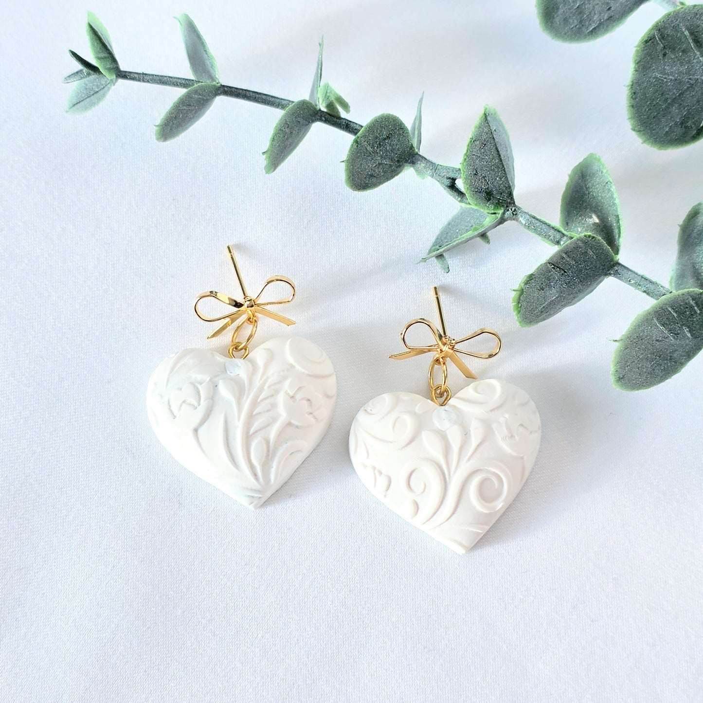 Puffy Embossed Heart Earrings