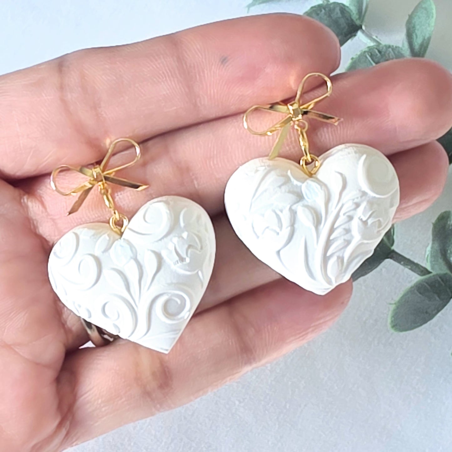 Puffy Embossed Heart Earrings