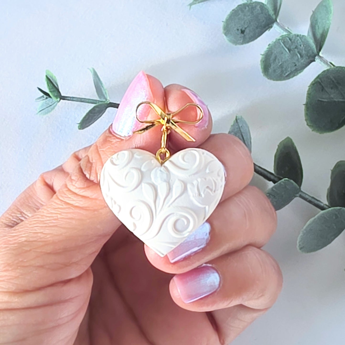Puffy Embossed Heart Earrings