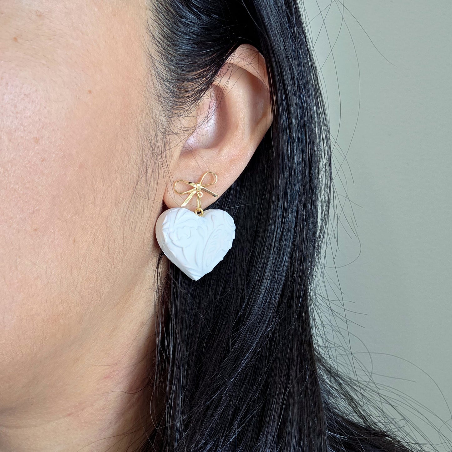 Puffy Embossed Heart Earrings