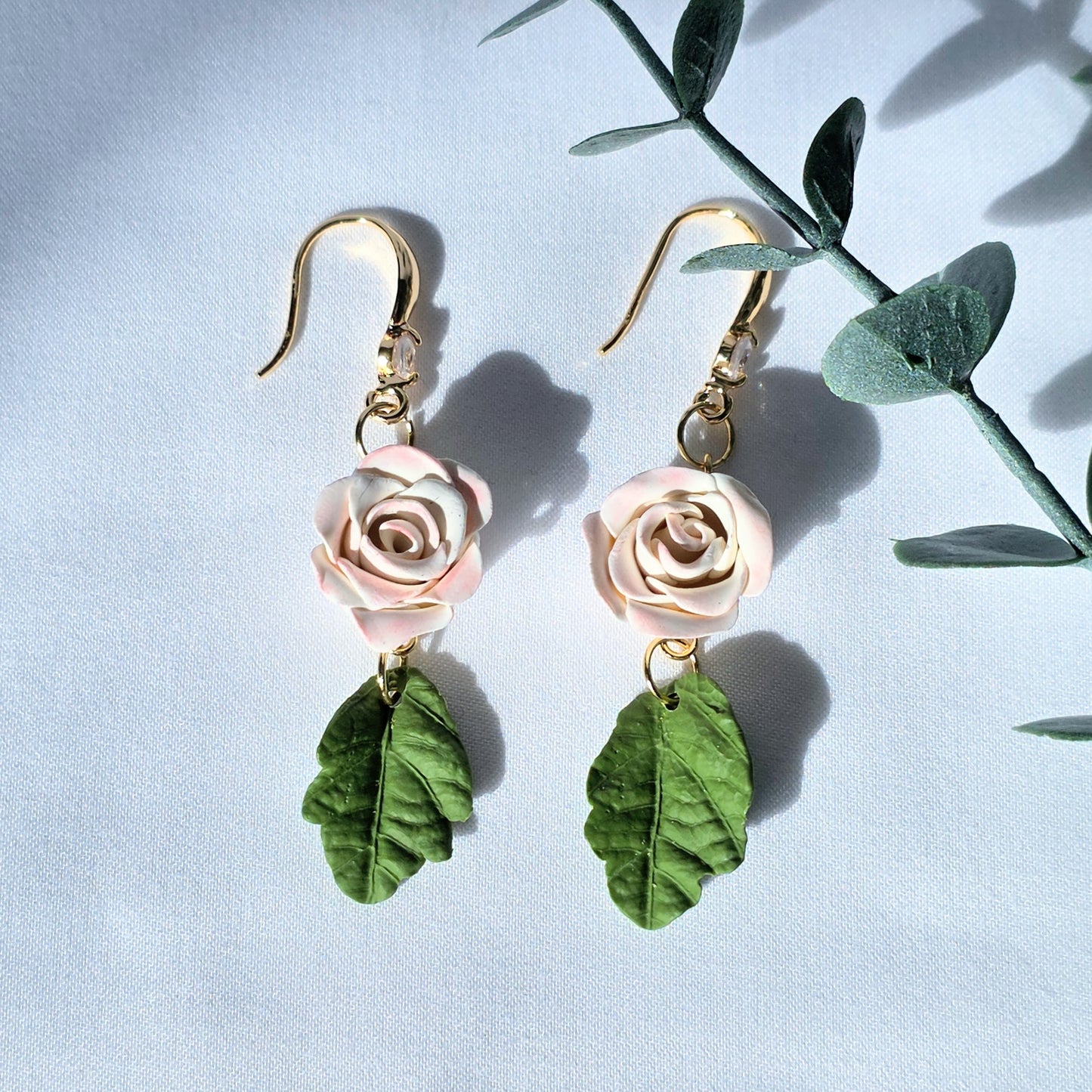 Handmade Rose Dangle Earrings