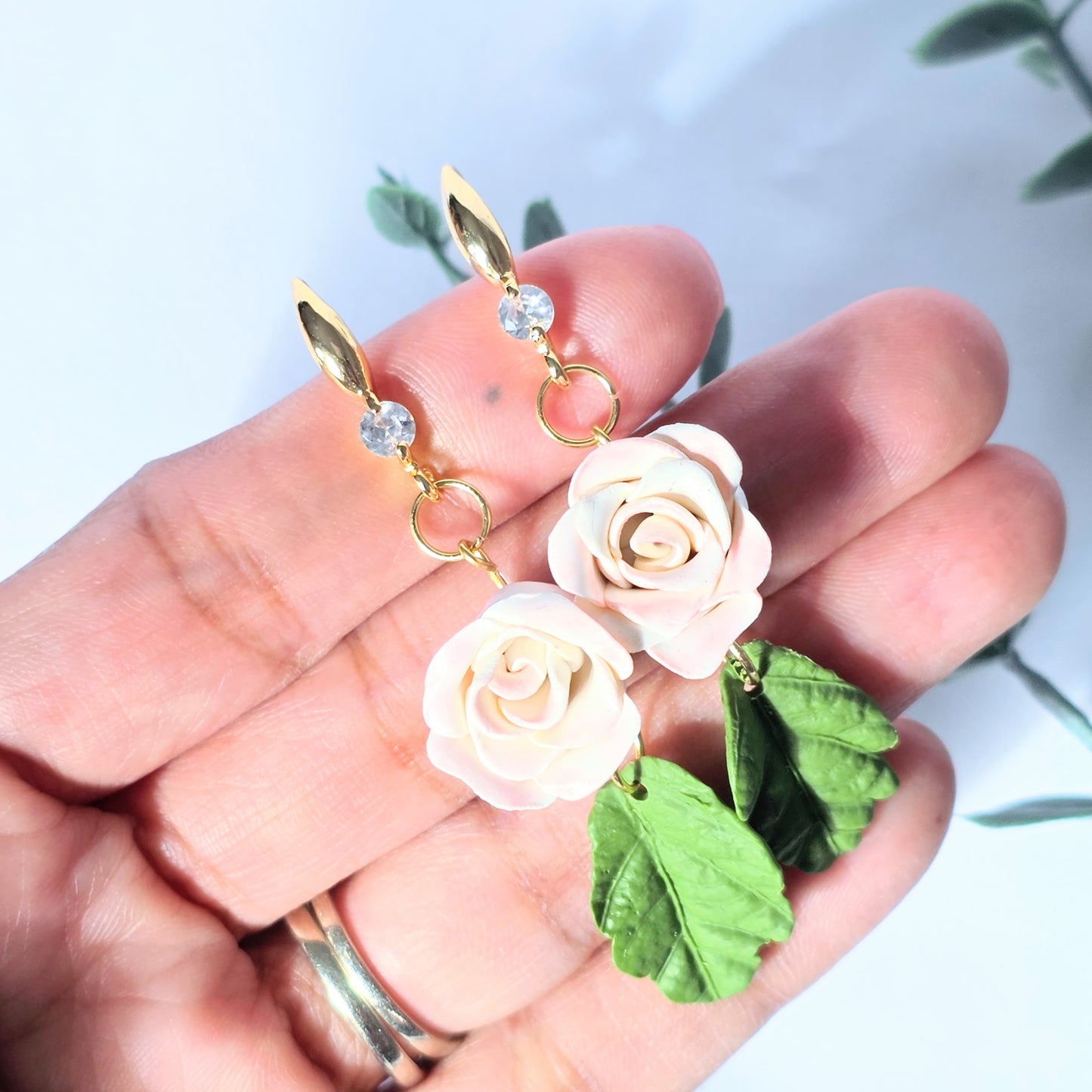 Handmade Rose Dangle Earrings