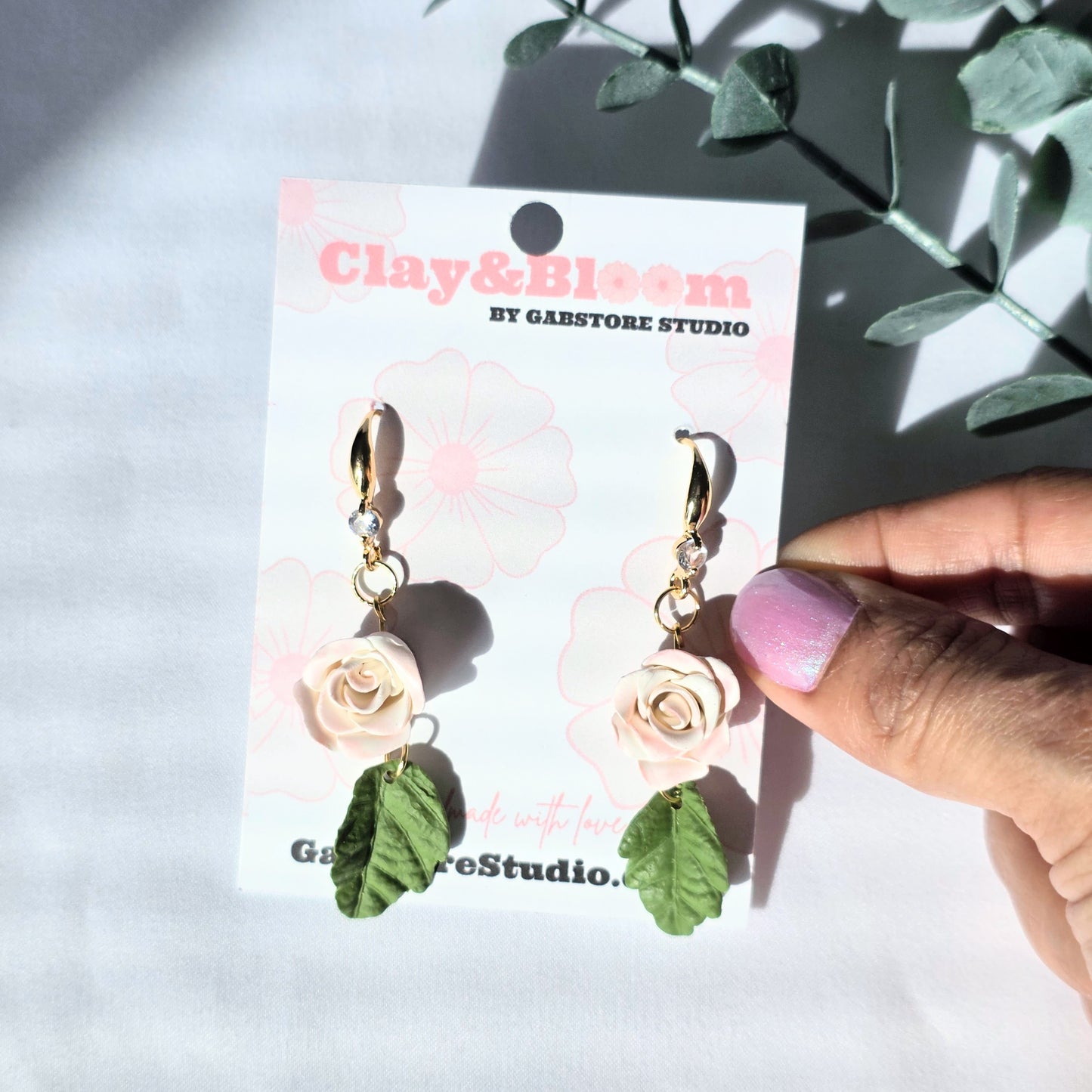 Handmade Rose Dangle Earrings