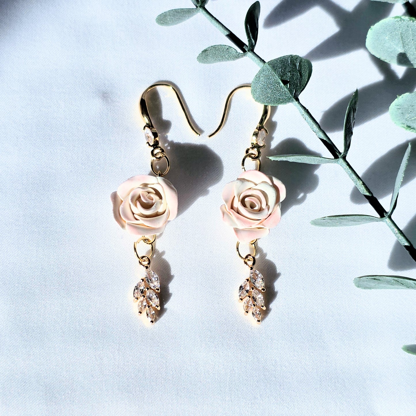 Handmade Rose Dangle Earrings