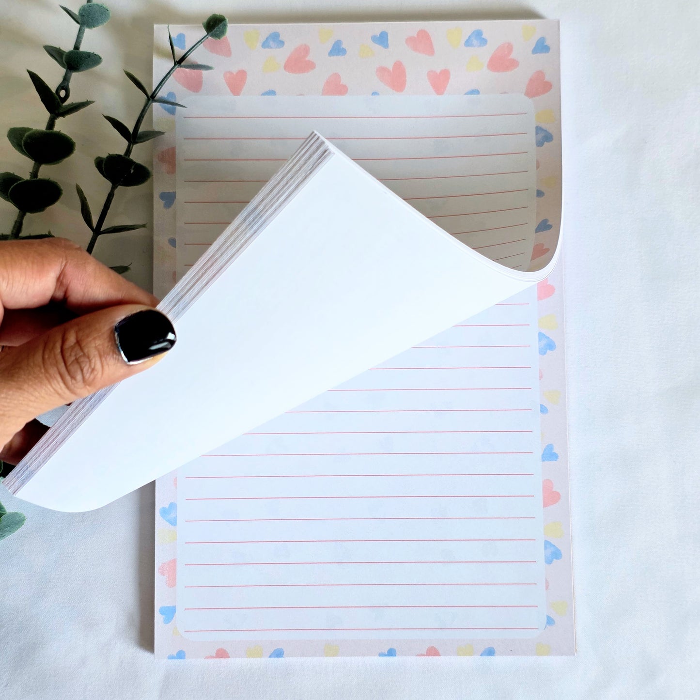 Heart Lined Notepad – 50 Tear Away Pages | Pastel Stationery Pad