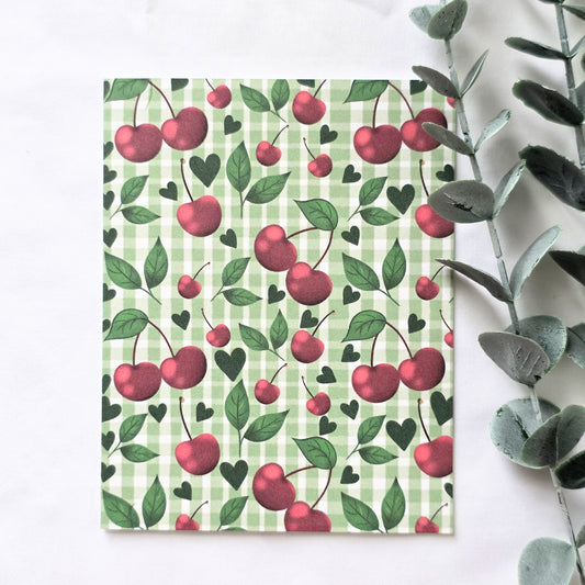 Cherry Gingham Greeting Card | Cute Cherry Card