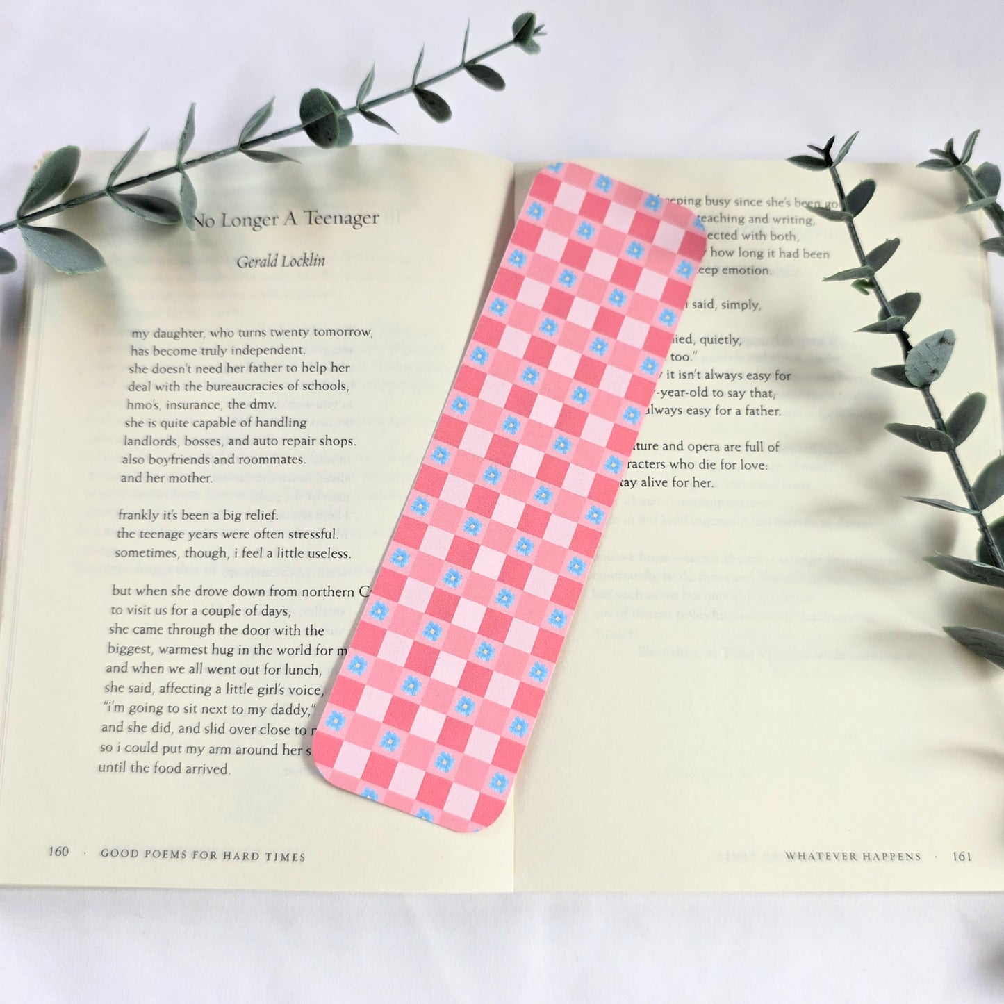 Checkered Floral Bookmark | Cute Pattern Bookmark for Readers