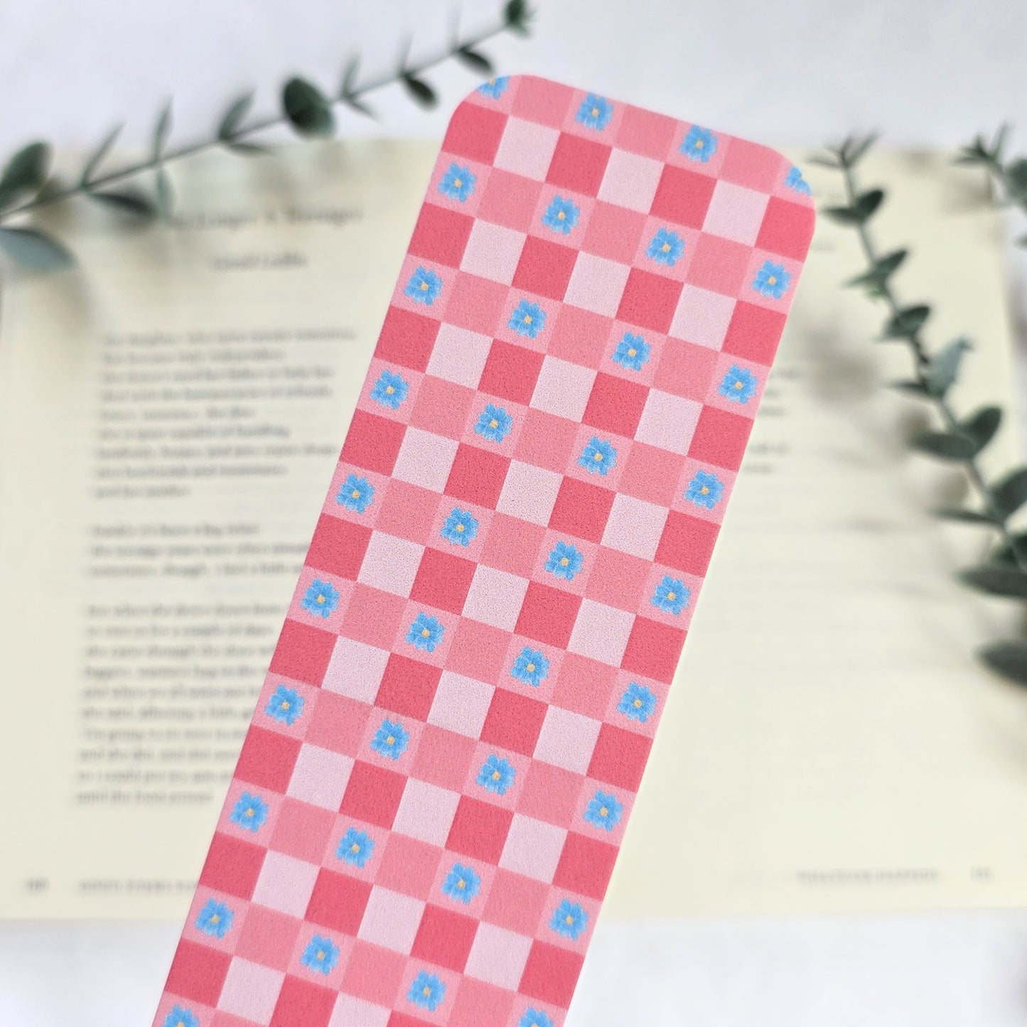 Checkered Floral Bookmark | Cute Pattern Bookmark for Readers