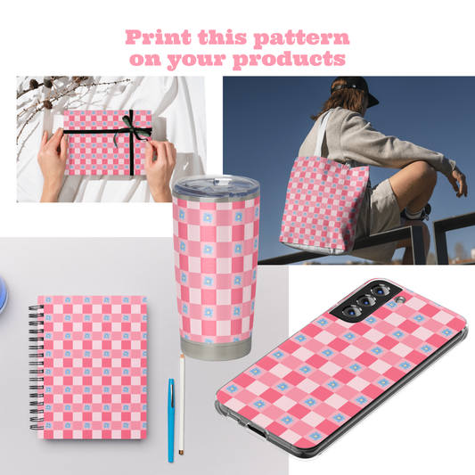 Floral Plaid | 12x12 PNG Seamless File
