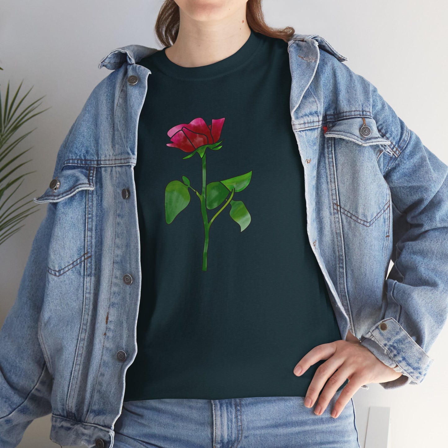 Unisex Heavy Cotton Rose Graphic Tee