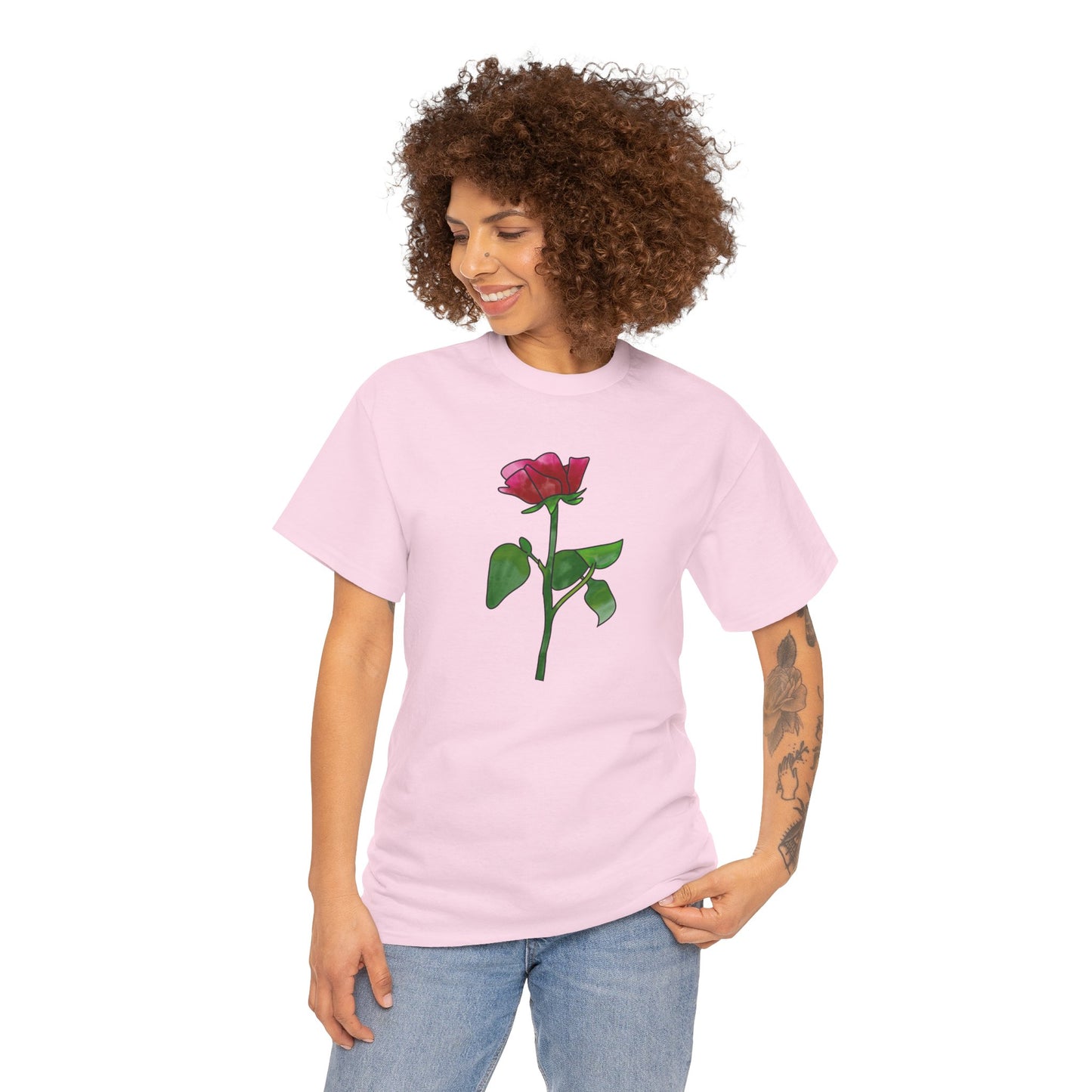 Unisex Heavy Cotton Rose Graphic Tee