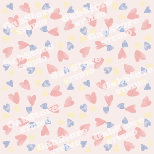 Pastel Hearts | 12x12 PNG Seamless File