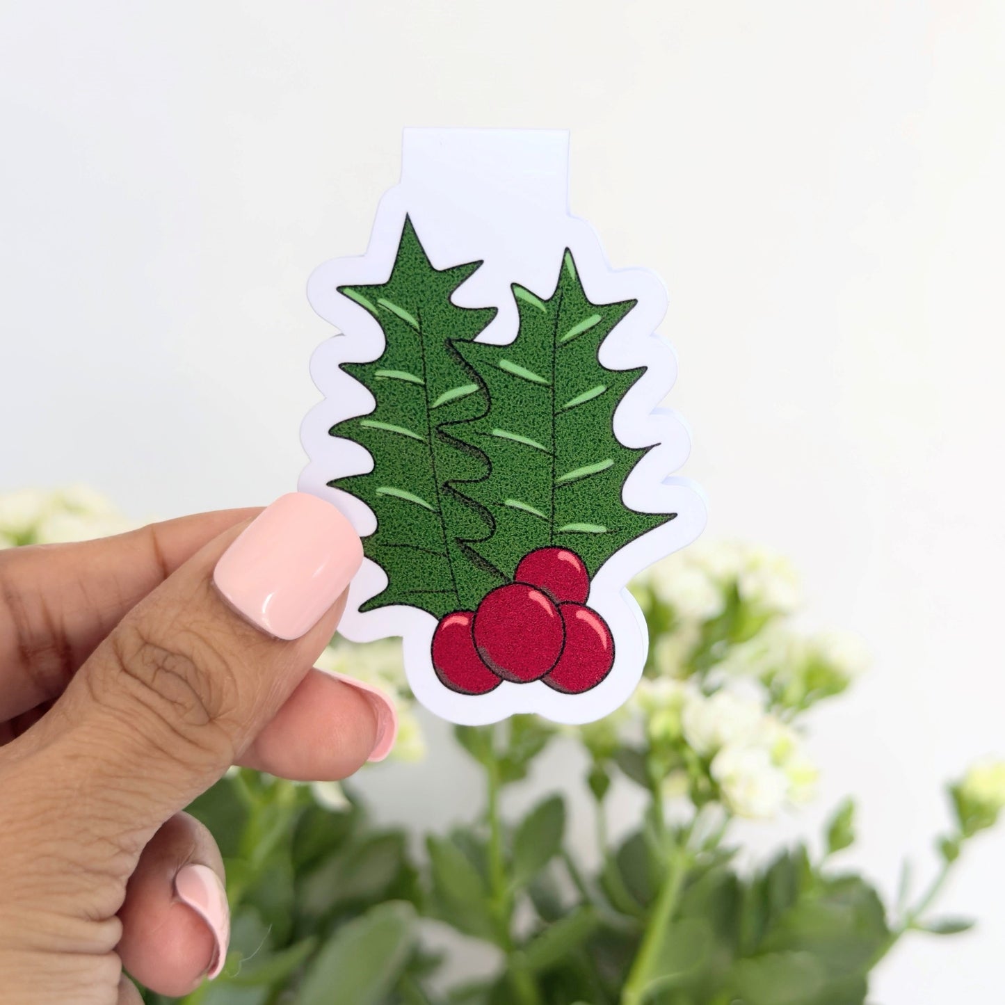 Holly Leaf Berries Magnetic Bookmark