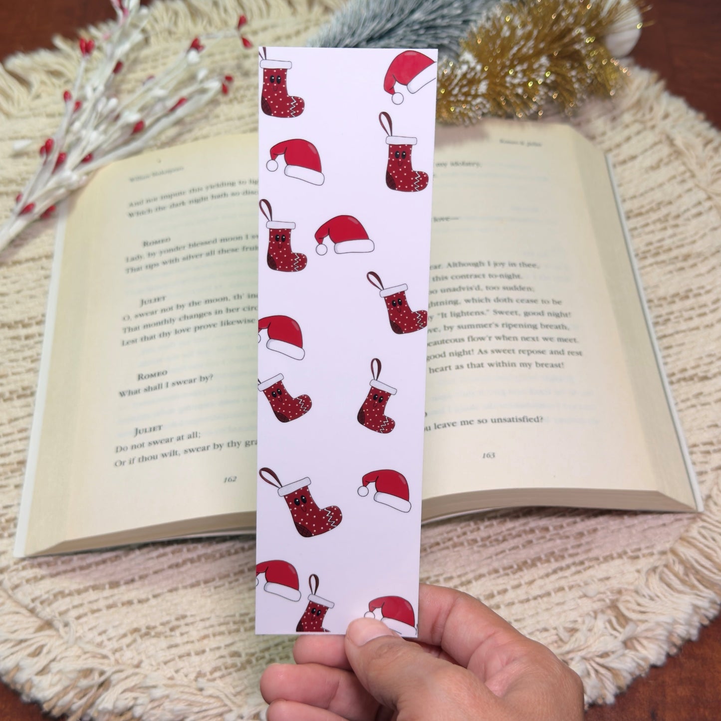 Christmas Stocking and Santa Hat Bookmark