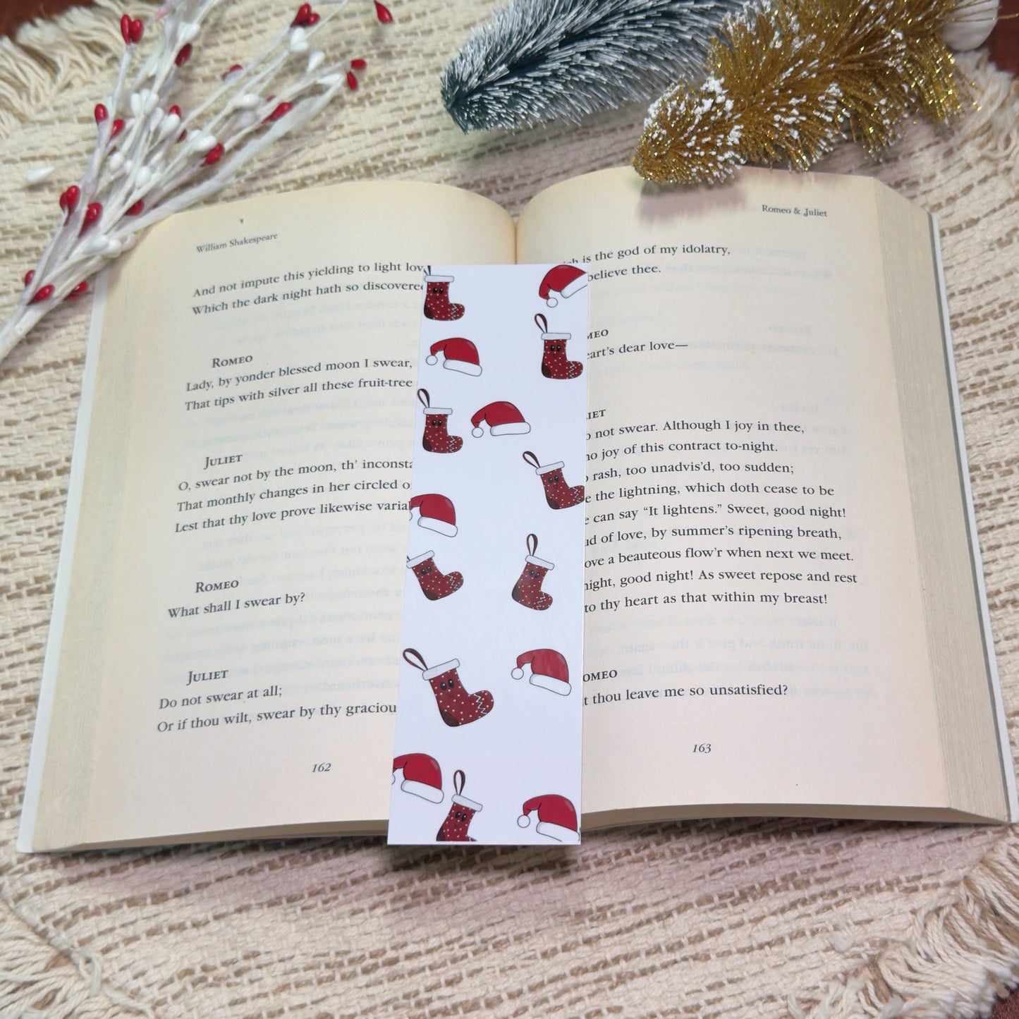 Christmas Stocking and Santa Hat Bookmark