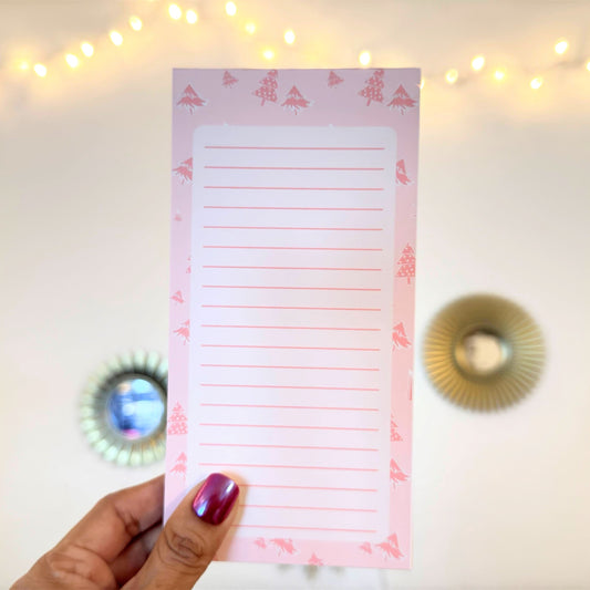 Pink Christmas Trees Notepad / Memo Pad