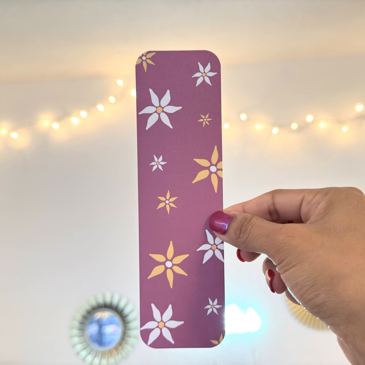 Pink With White & Yellow Flowers Bookmark