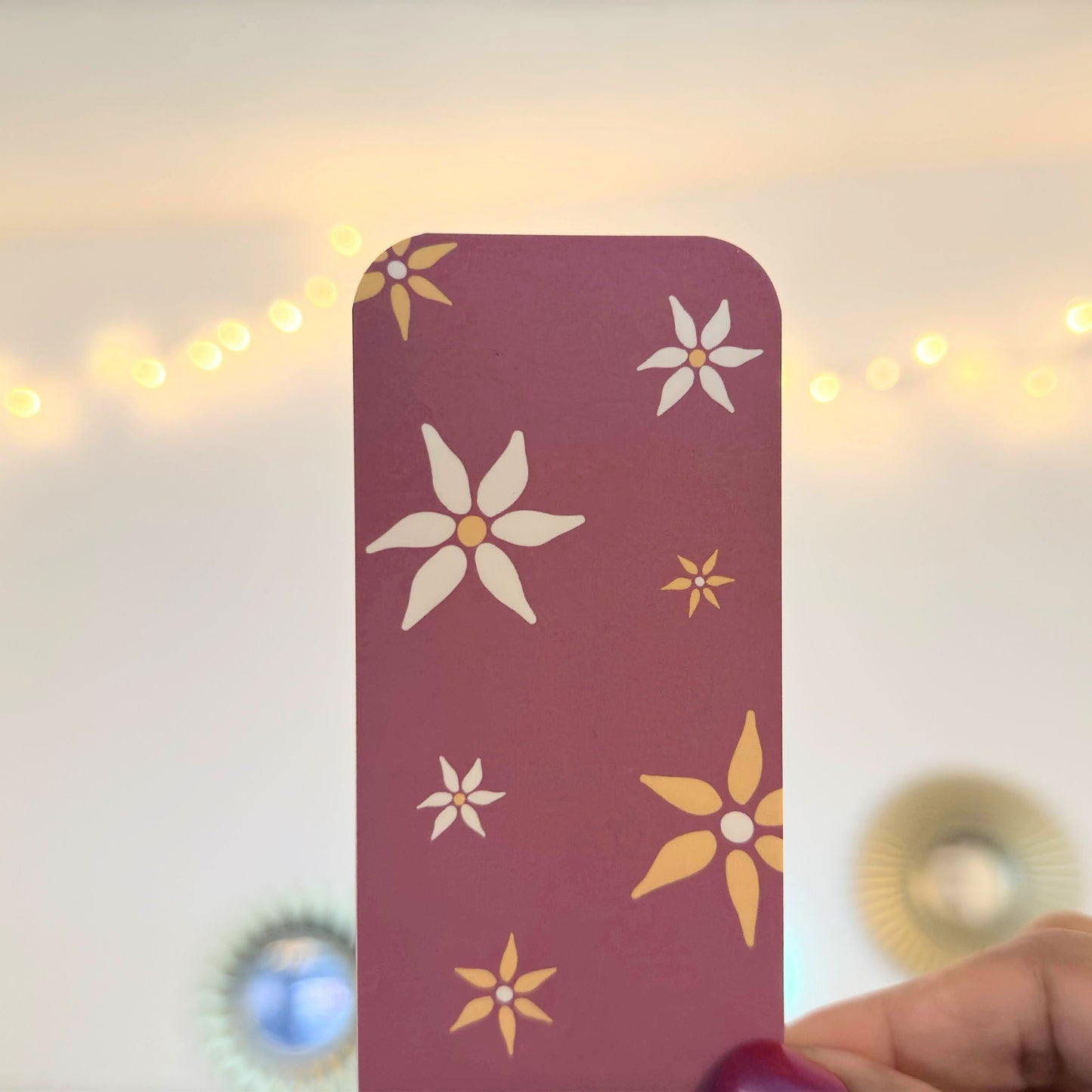 Pink With White & Yellow Flowers Bookmark