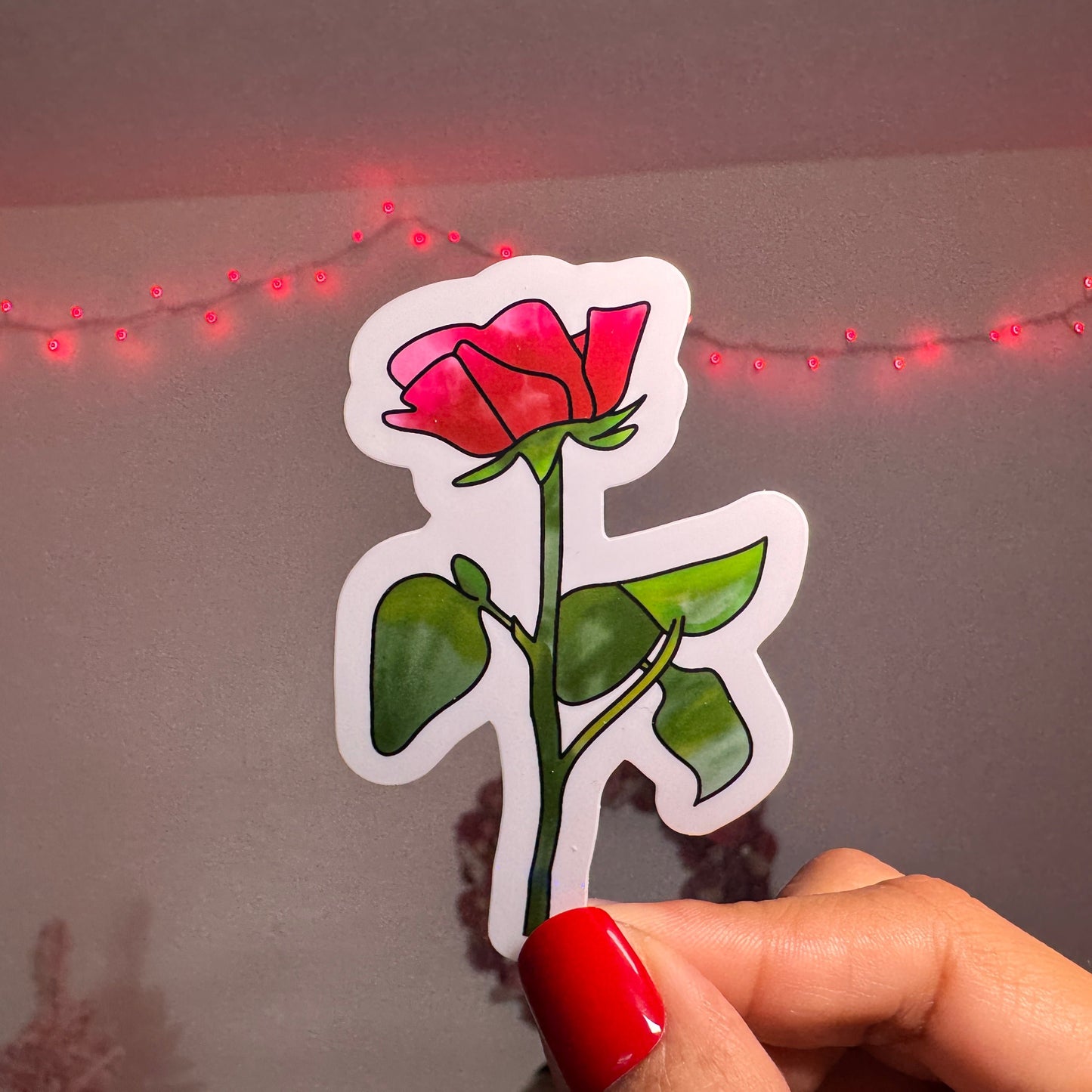 Red Rose Vinyl Sticker