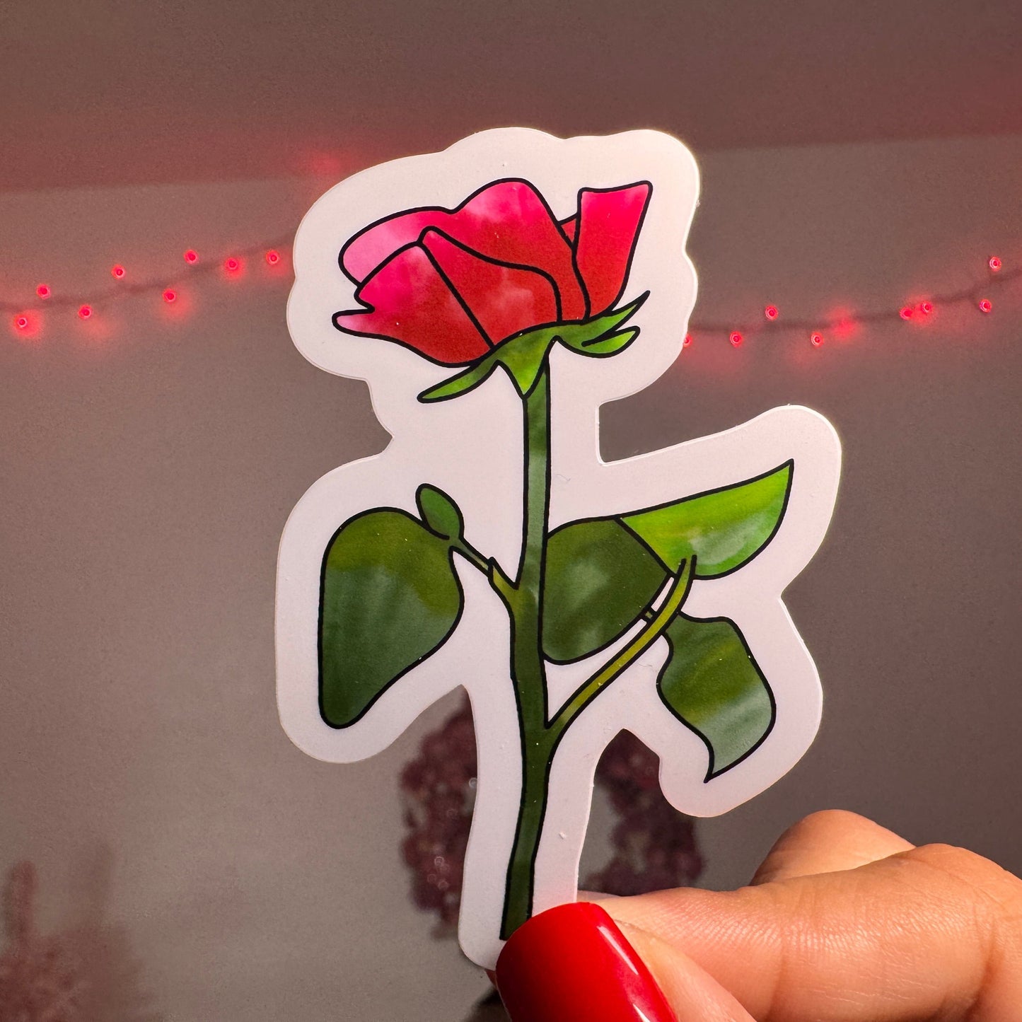 Red Rose Vinyl Sticker