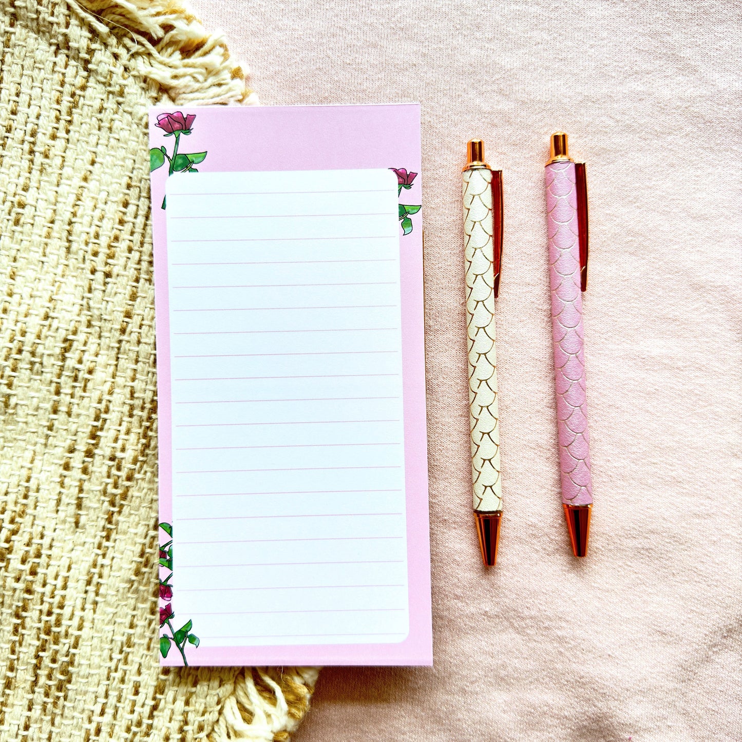 Pink with Roses Notepad / Memo Pad