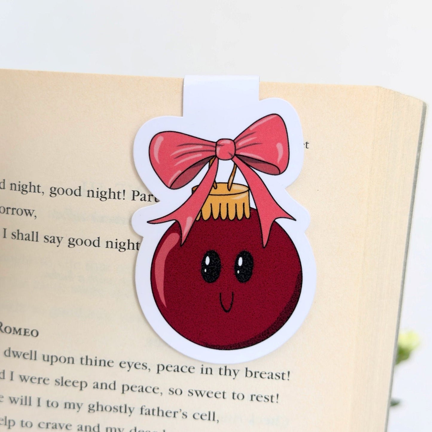 Red Christmas Ornament Magnetic Bookmark