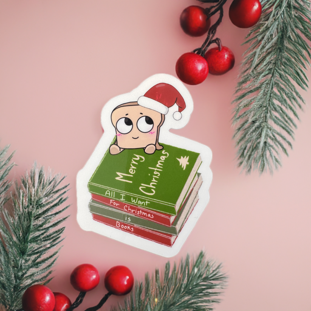 All I want for Christmas is Books Vinyl Sticker