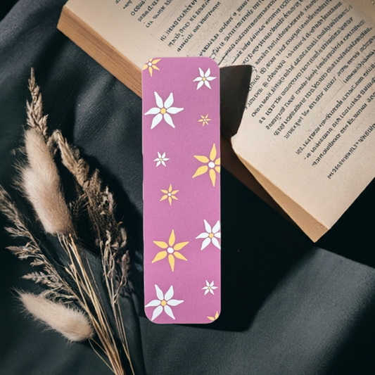 Pink With White & Yellow Flowers Bookmark