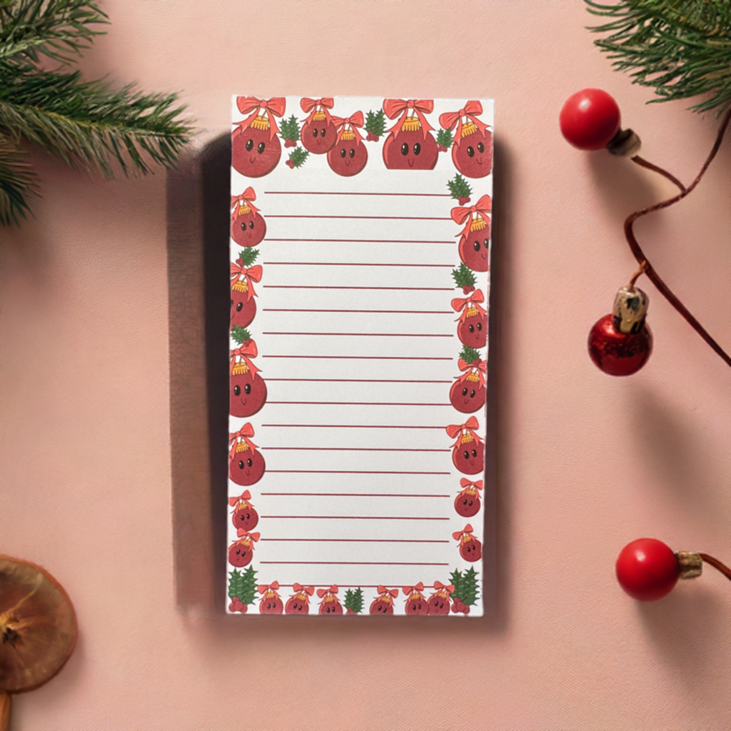 Red Ornaments Christmas Notepad / Memo Pad