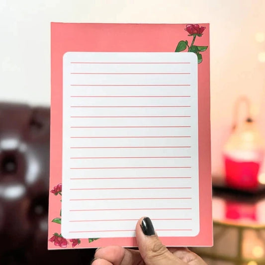 Coral with Roses Notepad / Memo Pad