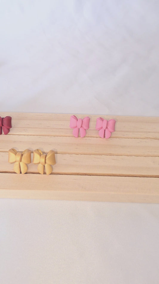 Mini Bow Clay Earrings - Multiple Colors