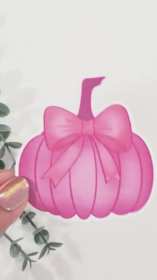 Pink Pumpkin w/Bow | Vinyl Sticker
