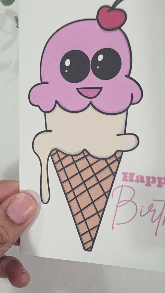 Happy Birthday Ice Cream Cone | Card