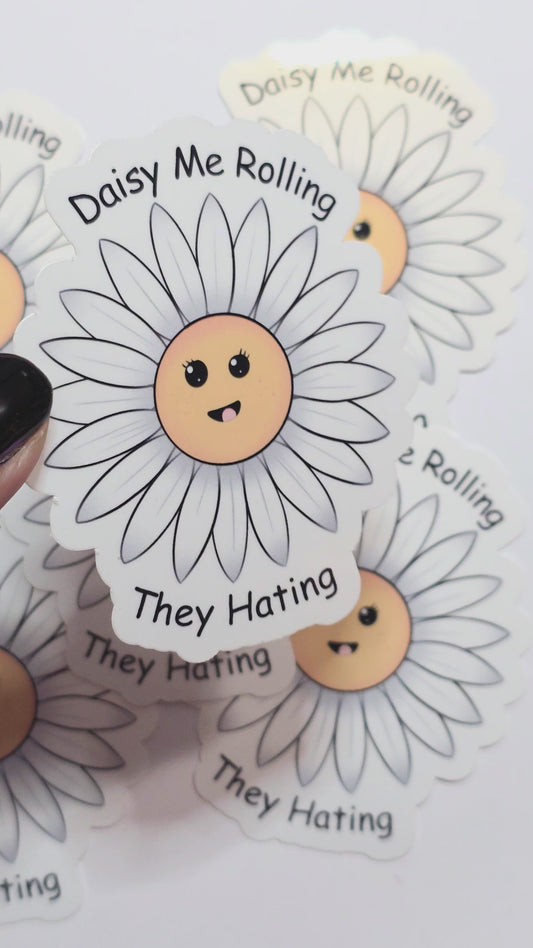 Pegatina de vinilo con la flor rodante Daisy Me